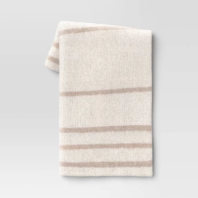 Cozy Feathery Knit Border Striped Throw Blanket - Threshold™ 5 Cozy Feathery Knit Border Striped Throw Blanket - Threshold™ - Image 5