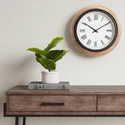 16" Warm Wood Wall Clock Brown - Threshold™