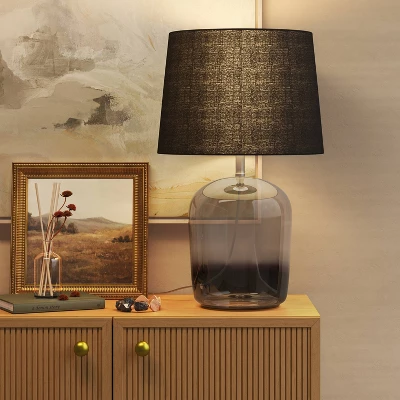 Smoked Glass Table Lamp Black (Includes LED Light Bulb) - Threshold™ 2 Smoked Glass Table Lamp Black (Includes LED Light Bulb) - Threshold™ - Image 2