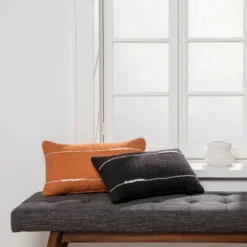 Embroidered Thin Line Lumbar Throw Pillow - Threshold™