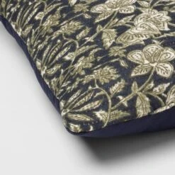Square Double Cloth Printed Decorative Throw Pillow Navy/Green/Cream - Threshold™ -Threshold Home Outlet Store GUEST 14ac8bf0 486f 485a 9c8b 509556e9c27a