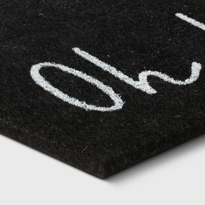 1'6"x2'6" Oh Hello Doormat Black - Threshold™ 2 1'6"x2'6" Oh Hello Doormat Black - Threshold™ - Image 2