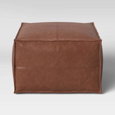 Earl Faux Leather French Seam Ottoman - Threshold™ 4 Earl Faux Leather French Seam Ottoman - Threshold™ - Image 4