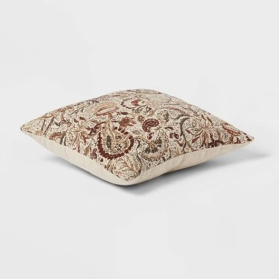 18"x18" Traditional Paisley Square Decorative Pillow Beige/Brown - Threshold™ 2 18"x18" Traditional Paisley Square Decorative Pillow Beige/Brown - Threshold™ - Image 2