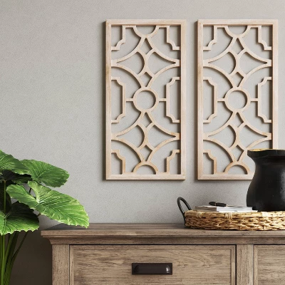 Set Of 2 Wood Lattice Wall Hanging Brown - Threshold™ 1 Set Of 2 Wood Lattice Wall Hanging Brown - Threshold™