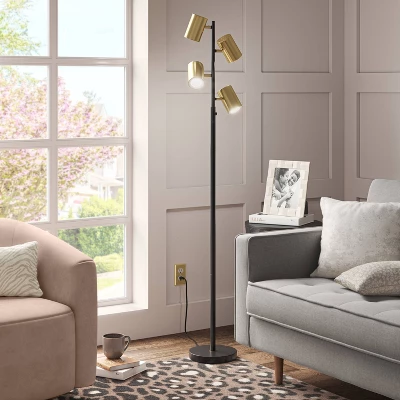 Dean Spotlight Floor Lamp Black/Brass (Includes LED Light Bulb) - Threshold™ 1 Dean Spotlight Floor Lamp Black/Brass (Includes LED Light Bulb) - Threshold™