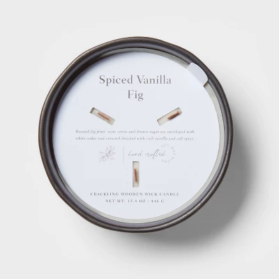 16oz Blackened Bowl Ceramic With Multi Woodwick And Dustcover Spice Vanilla Fig Candle Black - Threshold™ 4 16oz Blackened Bowl Ceramic With Multi Woodwick And Dustcover Spice Vanilla Fig Candle Black - Threshold™ - Image 4