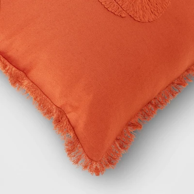 Embroidered Pumpkin With Frayed Edges Square Throw Pillow Rust - Threshold™ 3 Embroidered Pumpkin With Frayed Edges Square Throw Pillow Rust - Threshold™ - Image 3