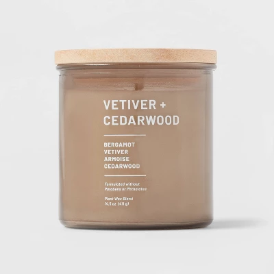 Glass Jar Vetiver And Cedarwood Candle Brown - Threshold™ 3 Glass Jar Vetiver And Cedarwood Candle Brown - Threshold™ - Image 3