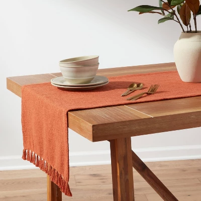 90" X 20" Cotton Textured Table Runner Dark Orange - Threshold™ 1 90" X 20" Cotton Textured Table Runner Dark Orange - Threshold™