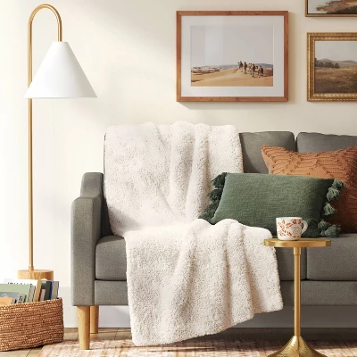 Long Faux Fur Throw Blanket Off White - Threshold™ 1 Long Faux Fur Throw Blanket Off White - Threshold™