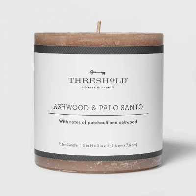 Pillar Ashwood And Palo Santo Candle Tan - Threshold™ 2 Pillar Ashwood And Palo Santo Candle Tan - Threshold™ - Image 2