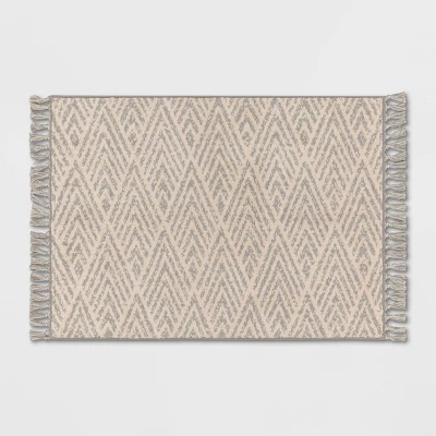 Diamond With Fringe Rug Gray - Threshold™ 5 Diamond With Fringe Rug Gray - Threshold™ - Image 5