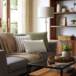 Oversized Woven Cotton Slubby Striped Throw Pillow Ivory - Threshold™