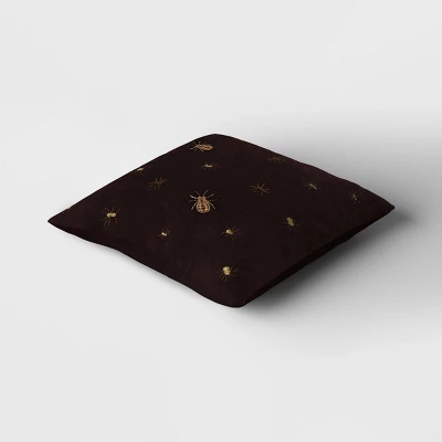 Beaded And Embroidered Spider Cotton Velvet Square Halloween Throw Pillow Gold/Black - Threshold™ 2 Beaded And Embroidered Spider Cotton Velvet Square Halloween Throw Pillow Gold/Black - Threshold™ - Image 2