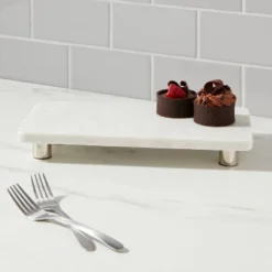 12" X 6" Marble Serving Stand White - Threshold™