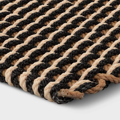 1'6"x2'6" Rope Braided Basket Weave Doormat Black/Brown/Cream - Threshold™ 2 1'6"x2'6" Rope Braided Basket Weave Doormat Black/Brown/Cream - Threshold™ - Image 2