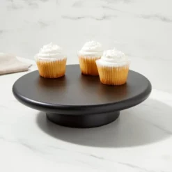 10.9" Acacia Modern Cake Stand Black - Threshold™