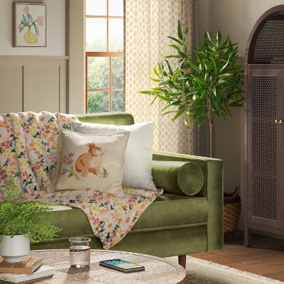 Textural Solid Square Throw Pillow Ivory - Threshold™ 1 Textural Solid Square Throw Pillow Ivory - Threshold™