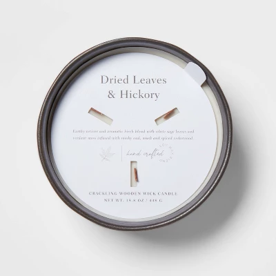 16oz Blackened Bowl Ceramic With Multi Woodwick And Dustcover Dried Leaves + Hickory Candle Black - Threshold™ 4 16oz Blackened Bowl Ceramic With Multi Woodwick And Dustcover Dried Leaves + Hickory Candle Black - Threshold™ - Image 4