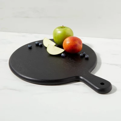 16" X 12" Acacia Modern Serving Board Black - Threshold™ 1 16" X 12" Acacia Modern Serving Board Black - Threshold™
