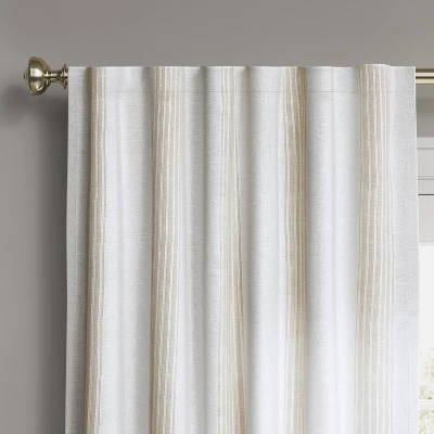 1pc 50"x63" Blackout Block Striped Window Curtain Panel White/Beige - Threshold™ 1 1pc 50"x63" Blackout Block Striped Window Curtain Panel White/Beige - Threshold™