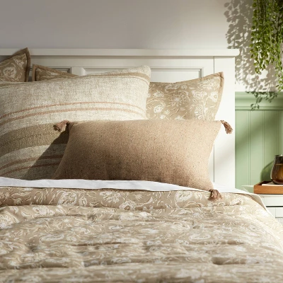 Oblong Traditional Tweed Decorative Throw Pillow Natural Brown - Threshold™ 1 Oblong Traditional Tweed Decorative Throw Pillow Natural Brown - Threshold™