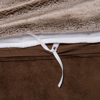 55" X 80" 15lbs Faux Fur Weighted Blanket With Removable Cover Brown - Threshold™ 1 55" X 80" 15lbs Faux Fur Weighted Blanket With Removable Cover Brown - Threshold™