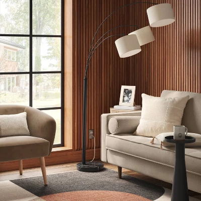 Avenal 3-Head Shaded Arc Floor Lamp Black - Threshold™ 2 Avenal 3-Head Shaded Arc Floor Lamp Black - Threshold™ - Image 2