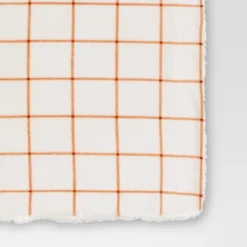 Windowpane Plush With Shearling Reverse Throw Blanket Cream/Orange - Threshold™ 6 Windowpane Plush With Shearling Reverse Throw Blanket Cream/Orange - Threshold™ -Threshold Home Outlet Store GUEST 6b3e488c 2c1c 4665 8270 5d70e83e6590