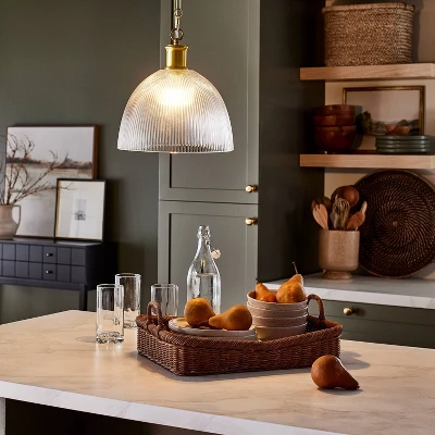 Reeded Glass Pendant Brass - Threshold™ Designed With Studio McGee 2 Reeded Glass Pendant Brass - Threshold™ Designed With Studio McGee - Image 2