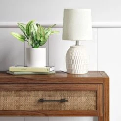 Embossed Scoop Pattern Ceramic Mini Lamp (Includes LED Light Bulb) White - Threshold™