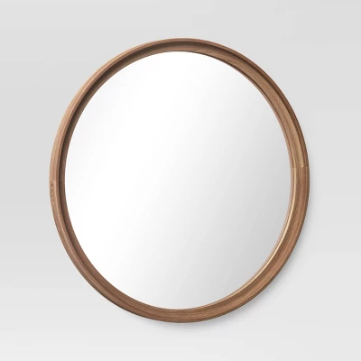 26" Classic Wood Round Mirror Natural - Threshold™ 2 26" Classic Wood Round Mirror Natural - Threshold™ - Image 2