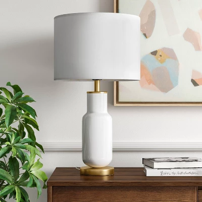 Large Assembled Tapered Glass Table Lamp (Includes LED Light Bulb) White - Threshold™ 1 Large Assembled Tapered Glass Table Lamp (Includes LED Light Bulb) White - Threshold™
