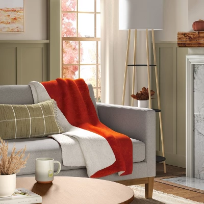 Solid Printed Plush With Shearling Reverse Throw Blanket - Threshold™ 1 Solid Printed Plush With Shearling Reverse Throw Blanket - Threshold™