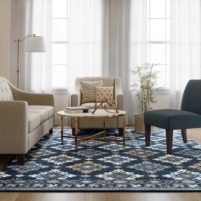 7'x10' Jacquard Woven Area Rug Indigo - Threshold™ 2 7'x10' Jacquard Woven Area Rug Indigo - Threshold™ - Image 2