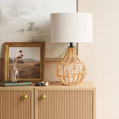Boho Rattan Table Lamp Brown - Threshold™ 1 Boho Rattan Table Lamp Brown - Threshold™