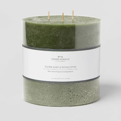 Pillar Candle Water Mint & Eucalyptus Green - Threshold™ 5 Pillar Candle Water Mint & Eucalyptus Green - Threshold™ - Image 5