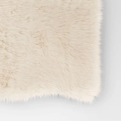 Faux Fur Pelt Throw Blanket Ivory - Threshold™ 2 Faux Fur Pelt Throw Blanket Ivory - Threshold™ - Image 2