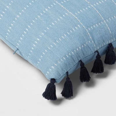 Oversized Oblong Pick Stitch Plaid Tassel Decorative Throw Pillow - Threshold™ 3 Oversized Oblong Pick Stitch Plaid Tassel Decorative Throw Pillow - Threshold™ - Image 3