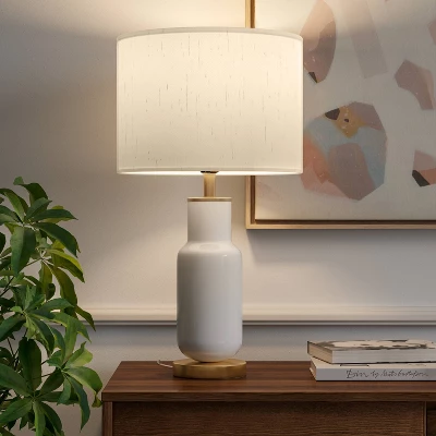 Large Assembled Tapered Glass Table Lamp (Includes LED Light Bulb) White - Threshold™ 2 Large Assembled Tapered Glass Table Lamp (Includes LED Light Bulb) White - Threshold™ - Image 2