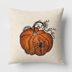 Pumpkin With Spider Cotton Square Halloween Throw Pillow Ivory - Threshold™ -Threshold Home Outlet Store GUEST 7d6a836a 3c3b 495e 8f4c f15b752115c6