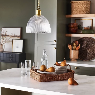 Reeded Glass Pendant Brass - Threshold™ Designed With Studio McGee 1 Reeded Glass Pendant Brass - Threshold™ Designed With Studio McGee