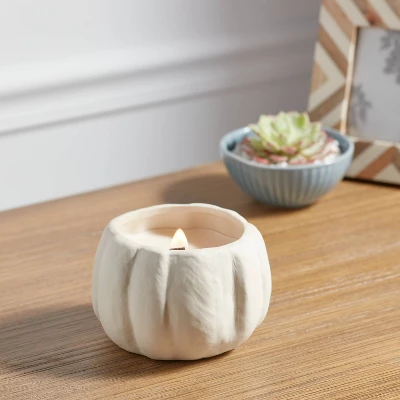 12oz Brushed Abstract Pumpkin Ceramic With Woodwick And Dustcover Pumpkin Woods Candle - Threshold™ 1 12oz Brushed Abstract Pumpkin Ceramic With Woodwick And Dustcover Pumpkin Woods Candle - Threshold™