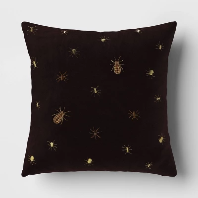 Beaded And Embroidered Spider Cotton Velvet Square Halloween Throw Pillow Gold/Black - Threshold™ 4 Beaded And Embroidered Spider Cotton Velvet Square Halloween Throw Pillow Gold/Black - Threshold™ - Image 4