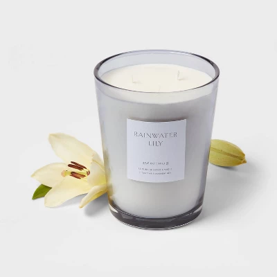 Colored Vase Glass With Dustcover Rainwater Lily Candle Gray - Threshold™ 2 Colored Vase Glass With Dustcover Rainwater Lily Candle Gray - Threshold™ - Image 2