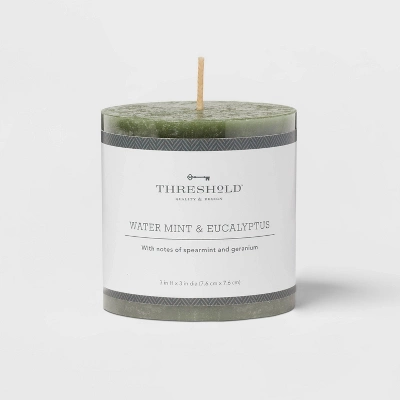 Pillar Candle Water Mint & Eucalyptus Green - Threshold™ 3 Pillar Candle Water Mint & Eucalyptus Green - Threshold™ - Image 3
