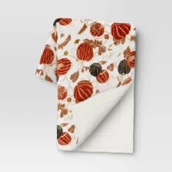 Pumpkin Printed Plush With Shearling Reverse Throw Blanket - Threshold™ -Threshold Home Outlet Store GUEST 93689881 488d 4b25 86de 00ec94c729b1