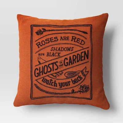 Embroidered Ghosts In The Garden Square Halloween Throw Pillow Orange - Threshold™ 4 Embroidered Ghosts In The Garden Square Halloween Throw Pillow Orange - Threshold™ - Image 4