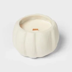 12oz Brushed Abstract Pumpkin Ceramic With Woodwick And Dustcover Honeycrisp Apple Cider Candle - Threshold™ -Threshold Home Outlet Store GUEST 96f15198 66a4 49d6 983d ed3b201b4b2d